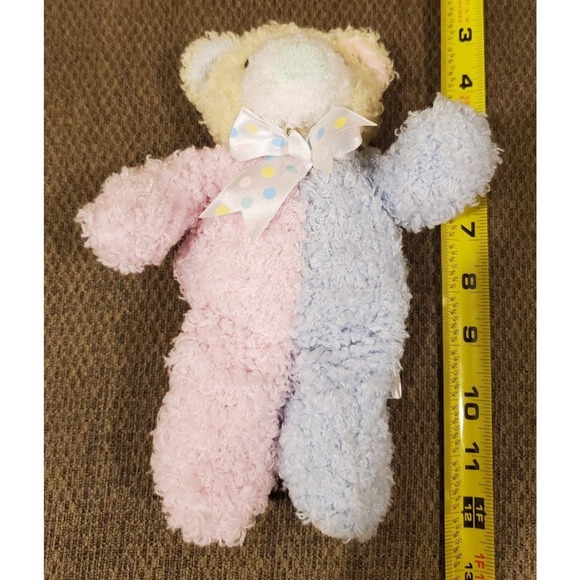 Small Pastel First & Main Menagerie Bear Rattle Stuffed Plush Toy - Picture 9 of 10
